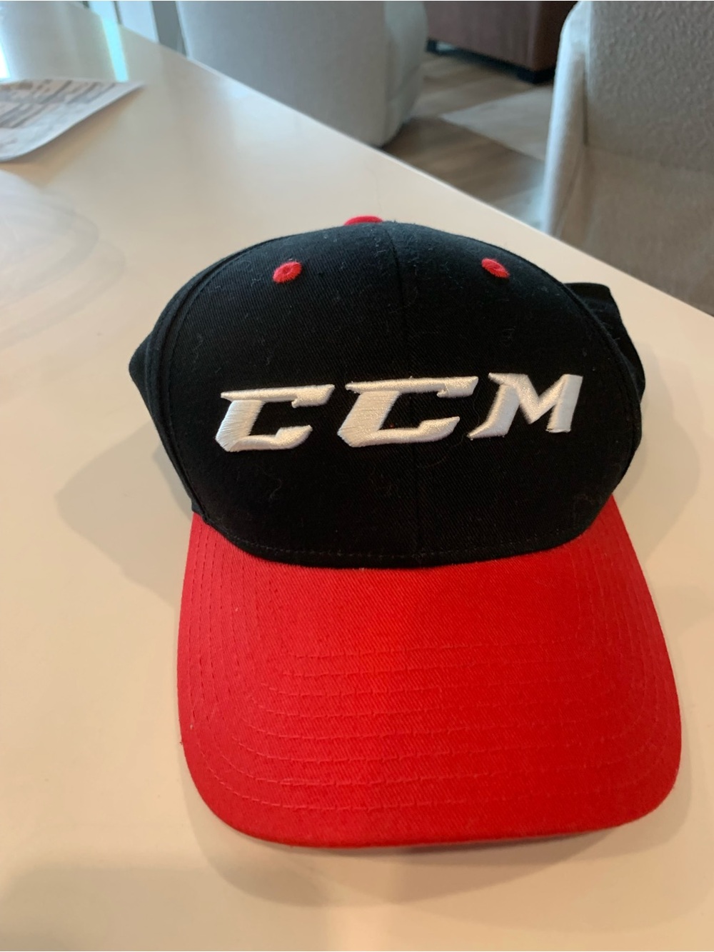 CCM Black and Red Baseball Hat with White Embroidered Logo